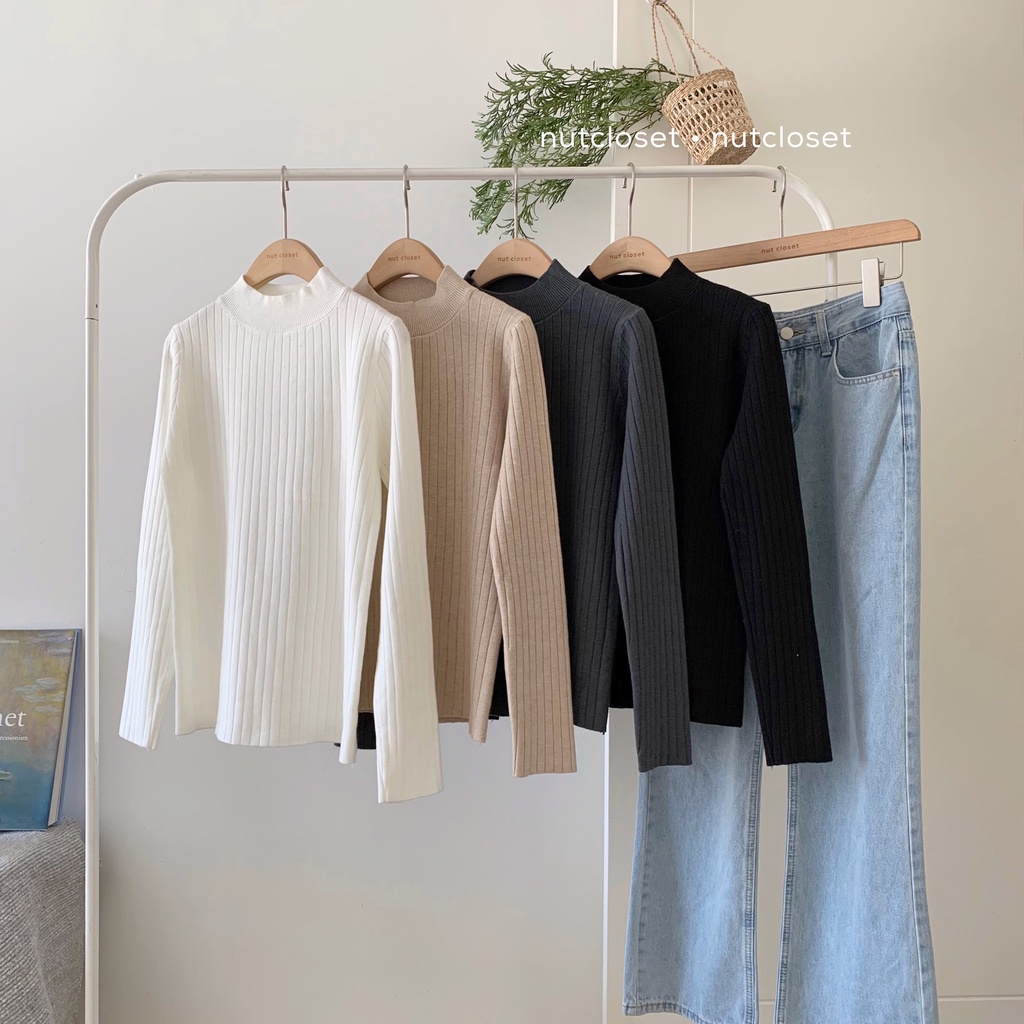 Áo len ôm cổ cao vân dọc _ A0344 | BigBuy360 - bigbuy360.vn