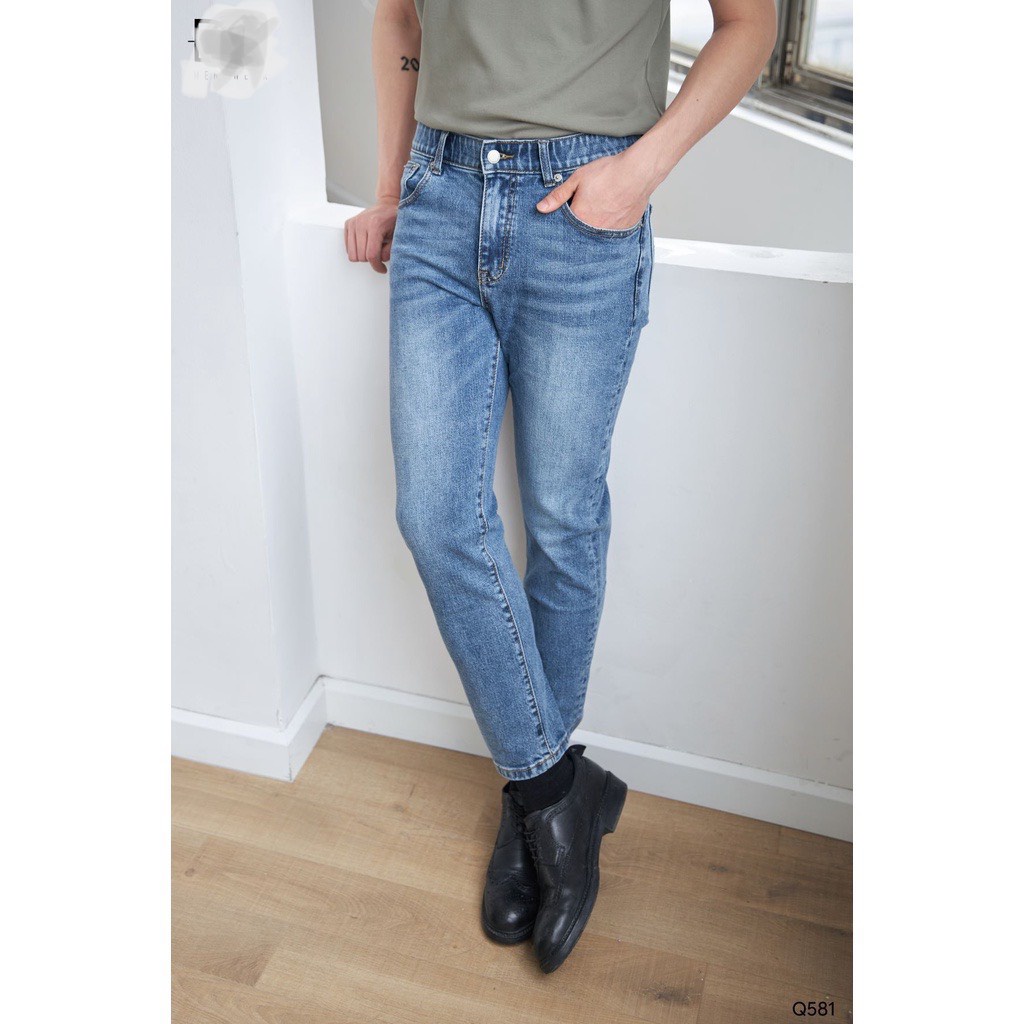 Quần jean xanh trơn đậm from dáng ôm nhẹ siêu hot-trẻ trung năng động - chất bò dày dặn mẫu 8966 đậm
