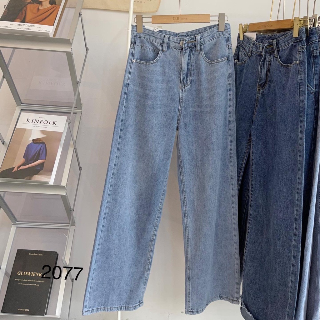 Quần Jeans ống suông Hàn Quốc 2077