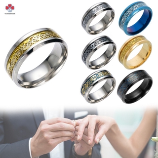 Nhẫn Thép Titan Không Gỉ Khắc Hình Rồng Phong Cách Trung Hoa