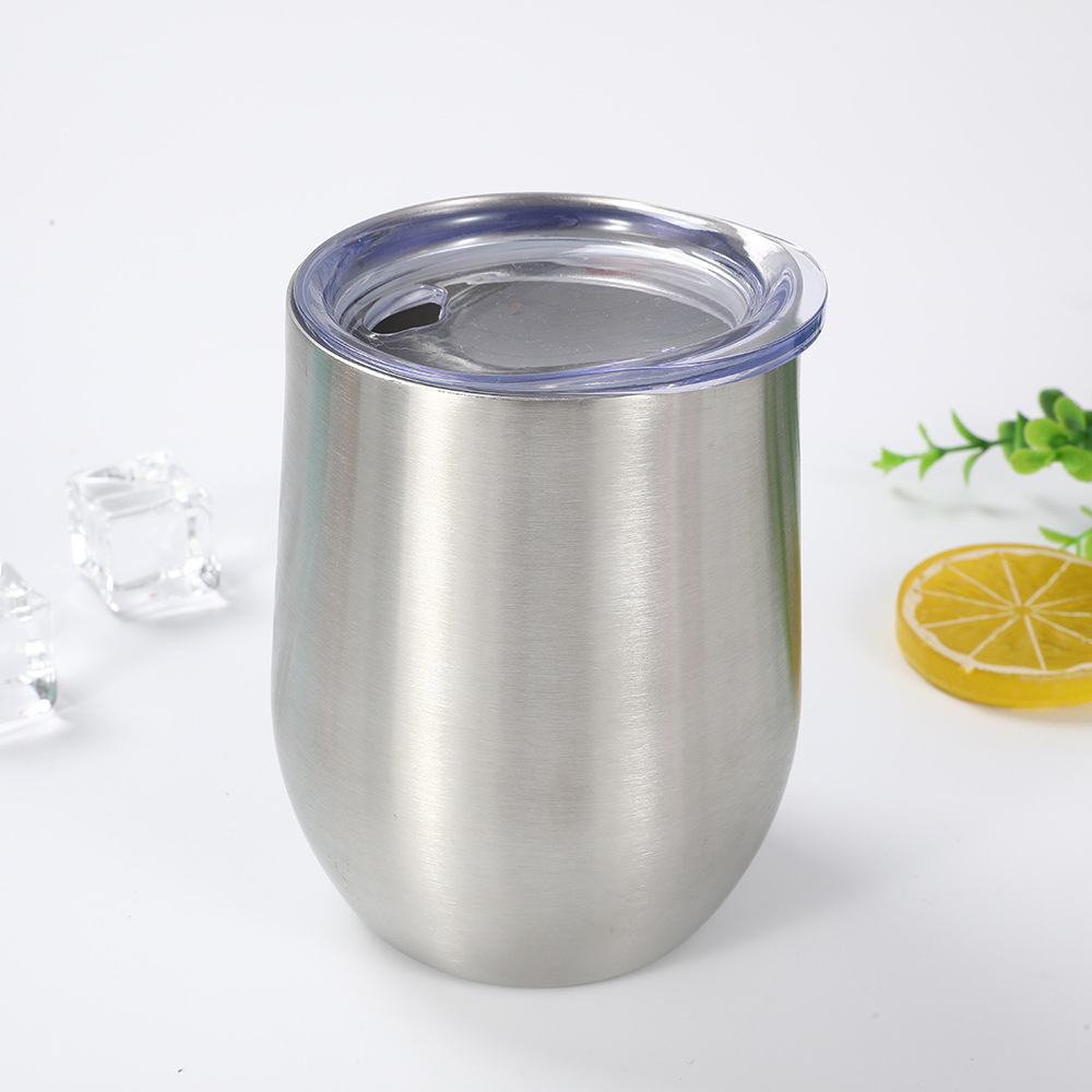 THERMOS Cốc Giữ Nhiệt Bằng Thép Không Gỉ 304 12oz 350ml Có Nắp Đậy Trong Suốt Sáng Tạo