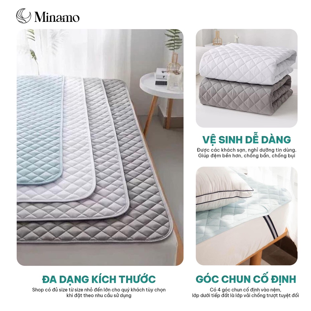 Tấm Lót Topper Bảo Vệ Đệm Minamo LD01 Nhiều Kích Cỡ, Chống Bẩn, Chống Bụi, Đa Năng - Bảo Hành Chính Hãng Minamo