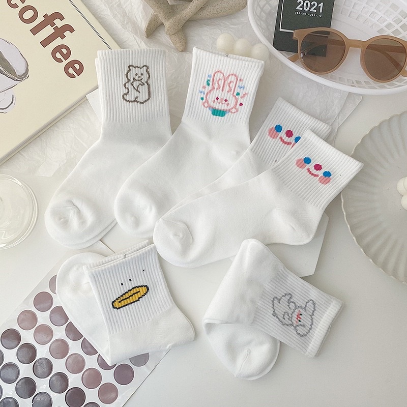 Vớ cổ cao nam nữ tất icon trắng dài cotton thời trang đẹp kháng khuẩn khử mùi thấm hút mồ hôi tốt MONEY VC022