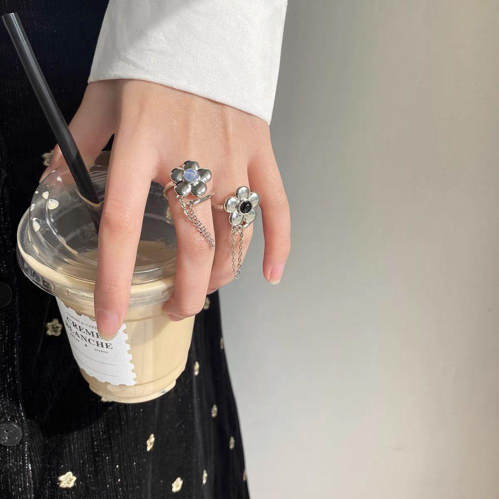 Nhẫn Hở Mạ Vàng / Bạc 2K Mặt Hình Hoa Đơn Giản Thời Trang Cho Nữ