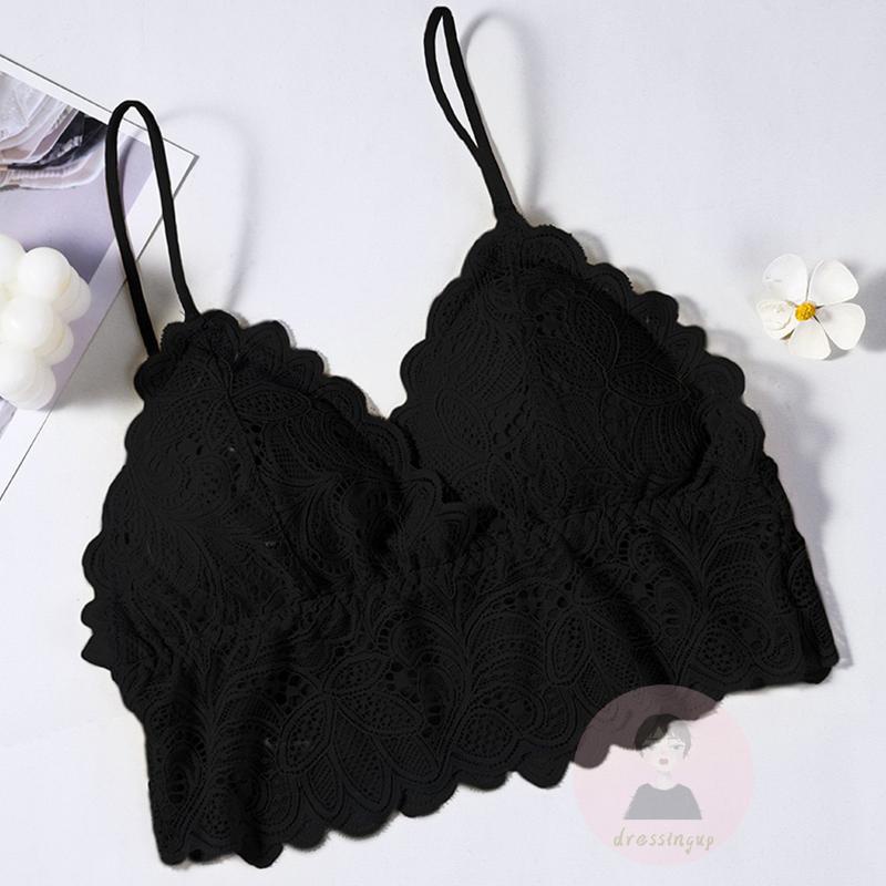 DRE-Women Summer Bra, Lace Patchwork Solid Color Padded Push Up Sweet Sling Bra