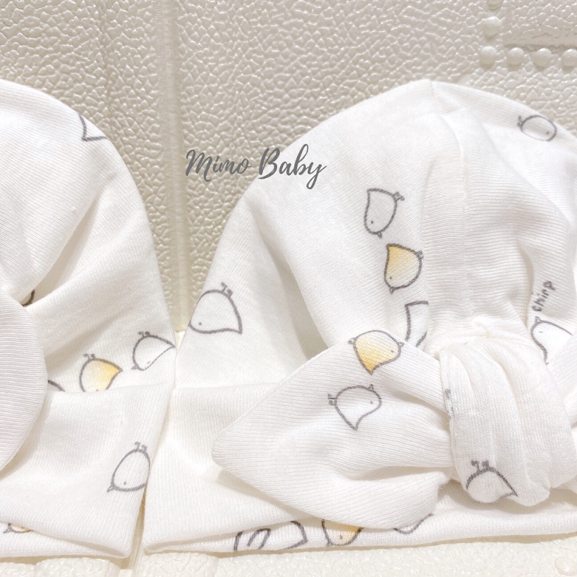 Mũ turban màu trắng họa tiết gà con đáng yêu cho bé MTB97 Mimo Baby