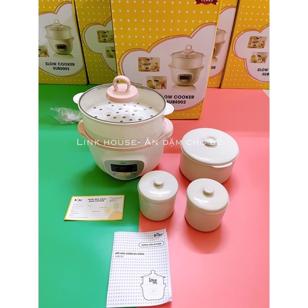 Nồi Nấu Cháo, Ninh, Hầm, Hấp Cách Thủy Bear 1.6l (model Sube002)