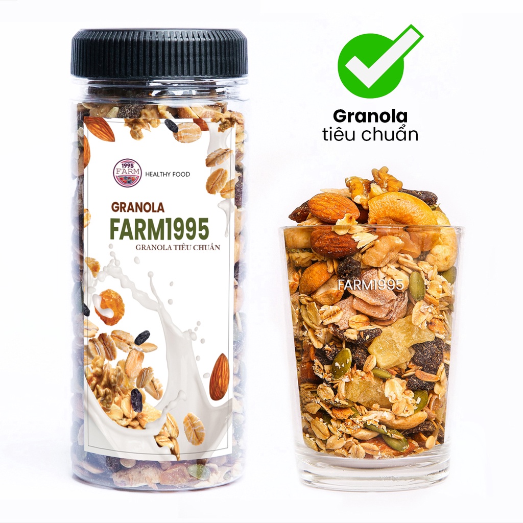 Hạt dinh dưỡng mix và Granola ăn kiêng, ngũ cốc giảm cân tiêu chuẩn Farm 1995 - 500g