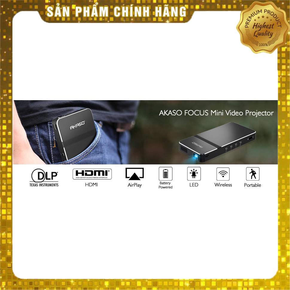 Máy chiếu mini cầm tay AKASO Mini Portable 1080p HD DLP LED WiFi Projector khuyến mại pin dự phòng sạc không dây