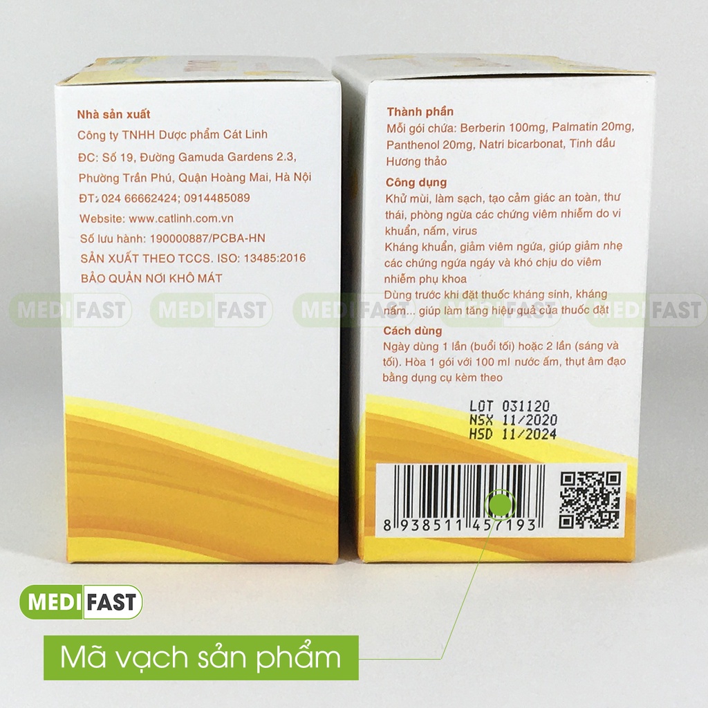 Kit vệ sinh phụ nữ Berikit - Kháng khuẩn - Kháng nấm - Khử mùi - kèm 15 gói muối của dược phẩm Cát Linh