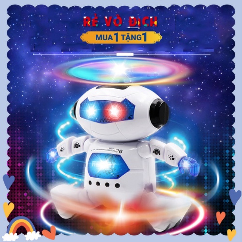 Robot Nhảy Múa Tự Phát Sáng, Đồ chơi Robot Di Chuyển Thông Minh Xoay 360 Độ
