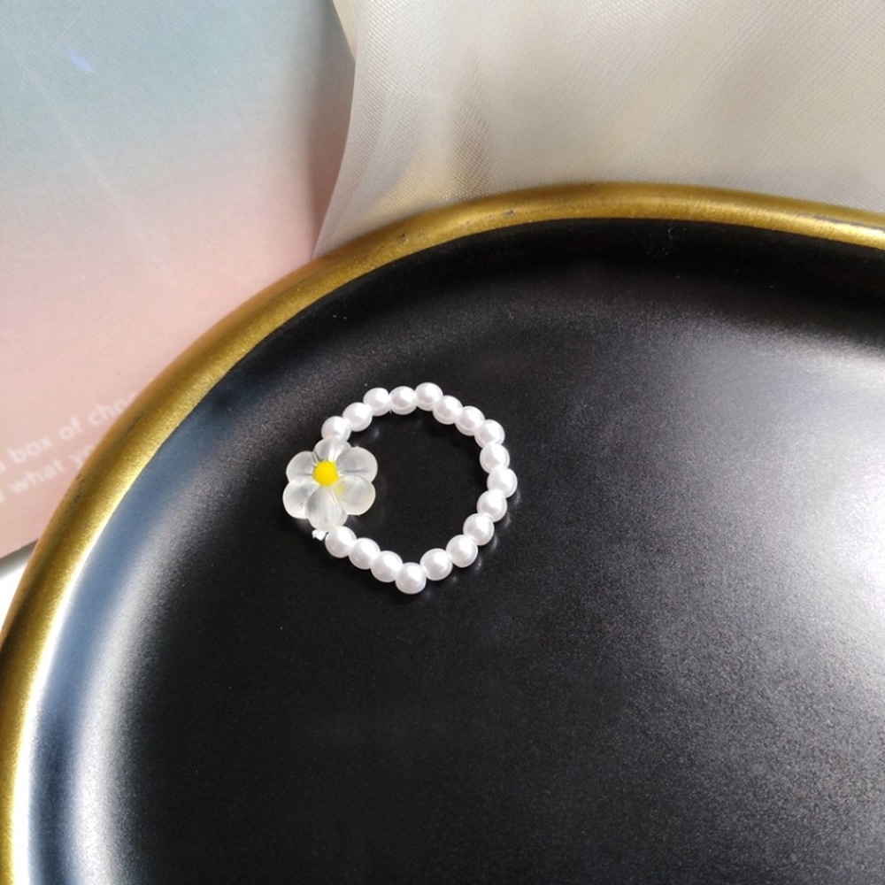 Nhẫn Đeo Ngón Tay Co Giãn Đính Hạt Ngọc Trai Hình Hoa Thời Trang Nữ