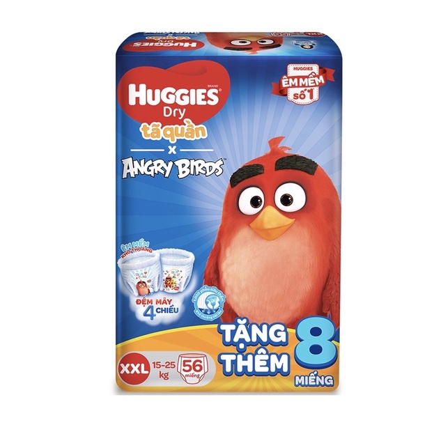 Tã quần huggies xxl56 tặng 8 miếng bao bì mới( đệm mây 4 chiều)