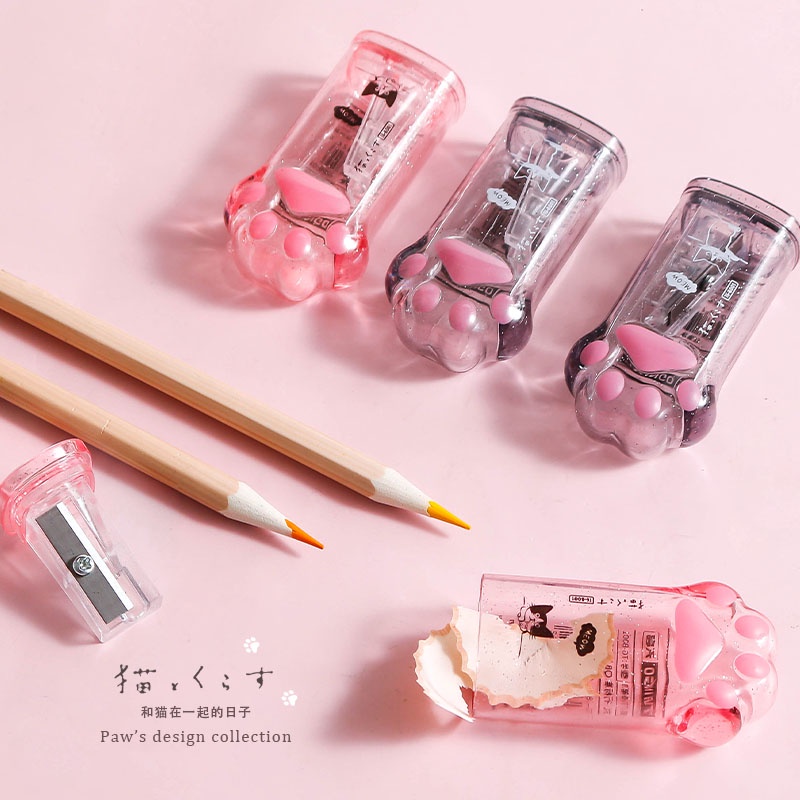 Cat Paw Mini Pencil Sharpener Máy mài bút chì dễ thương cho học sinh Quà tặng văn phòng phẩm sáng tạo