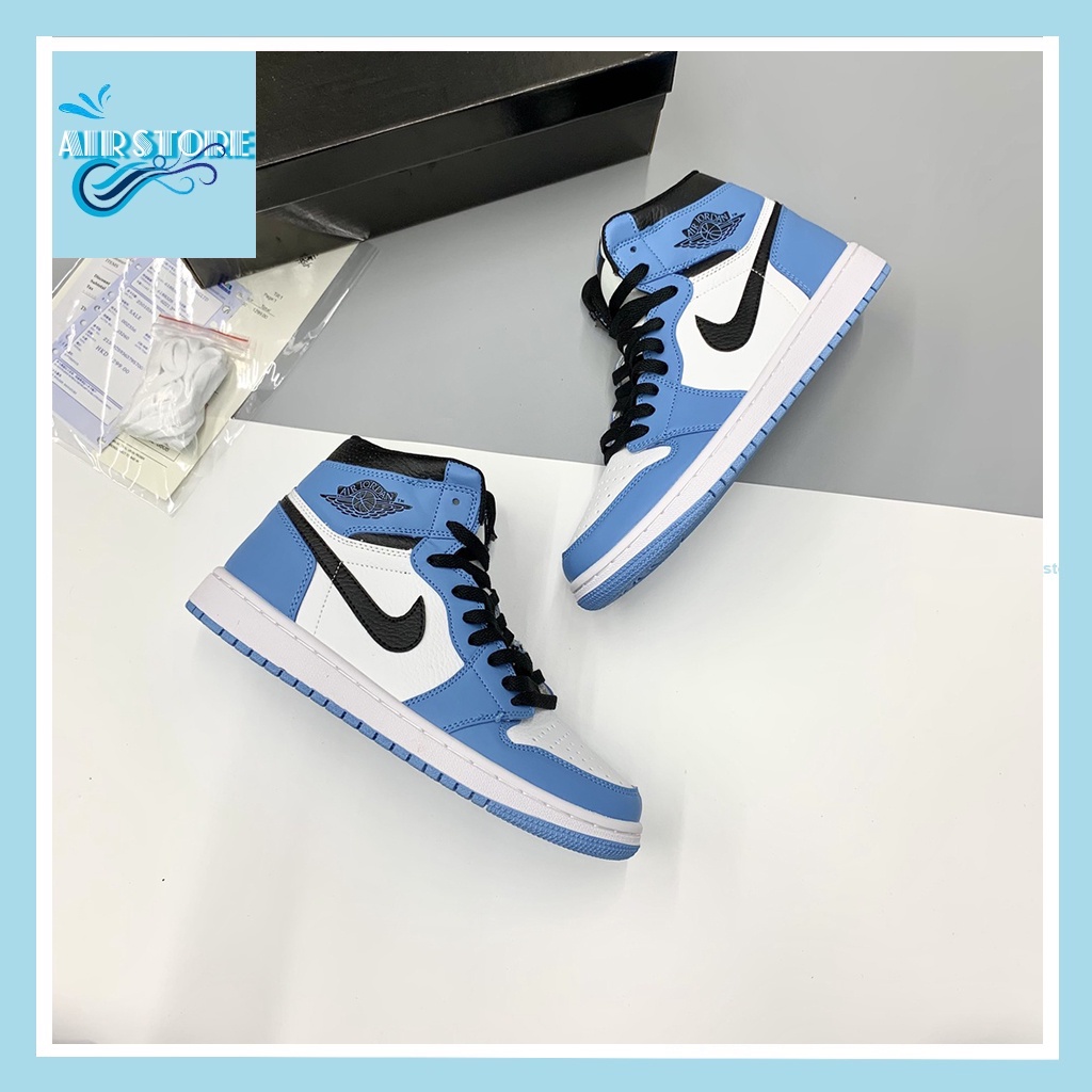 Giày Jordan, Giày Jordan Cổ Cao Xanh Dương Nam Nữ Hàng Đẹp Full Box Tặng Kèm Phụ Kiện