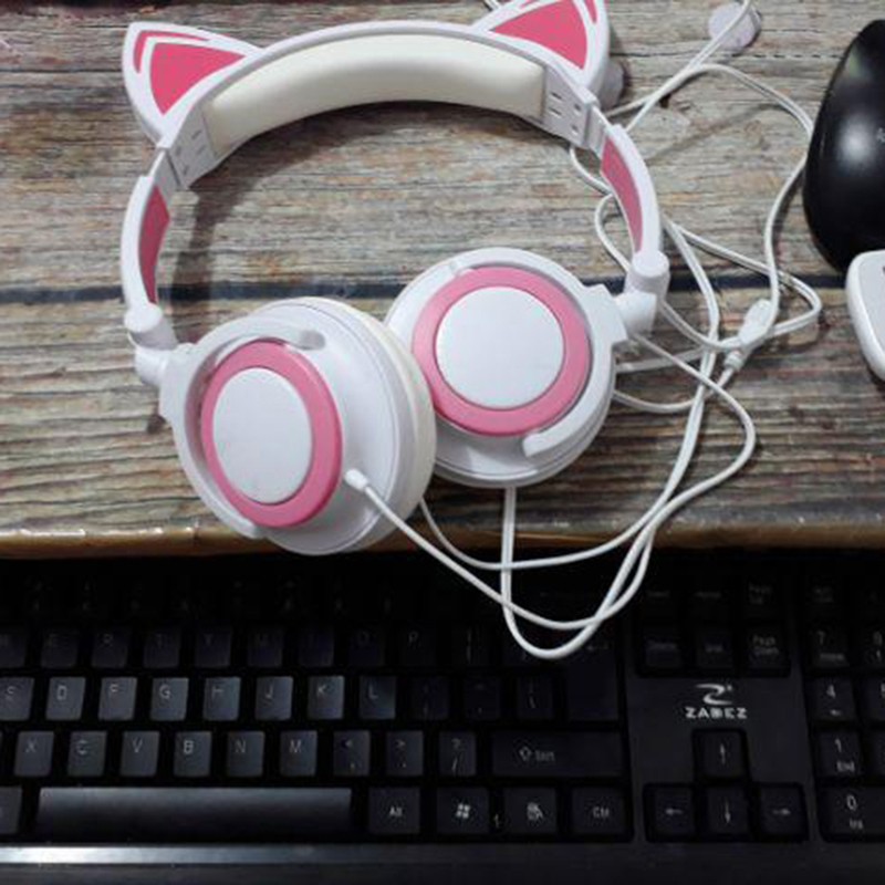 Tai Nghe Headphone Tai Mèo - TTLIFE Xinh Xắn - Có Đèn Led Nháy Siêu Cute