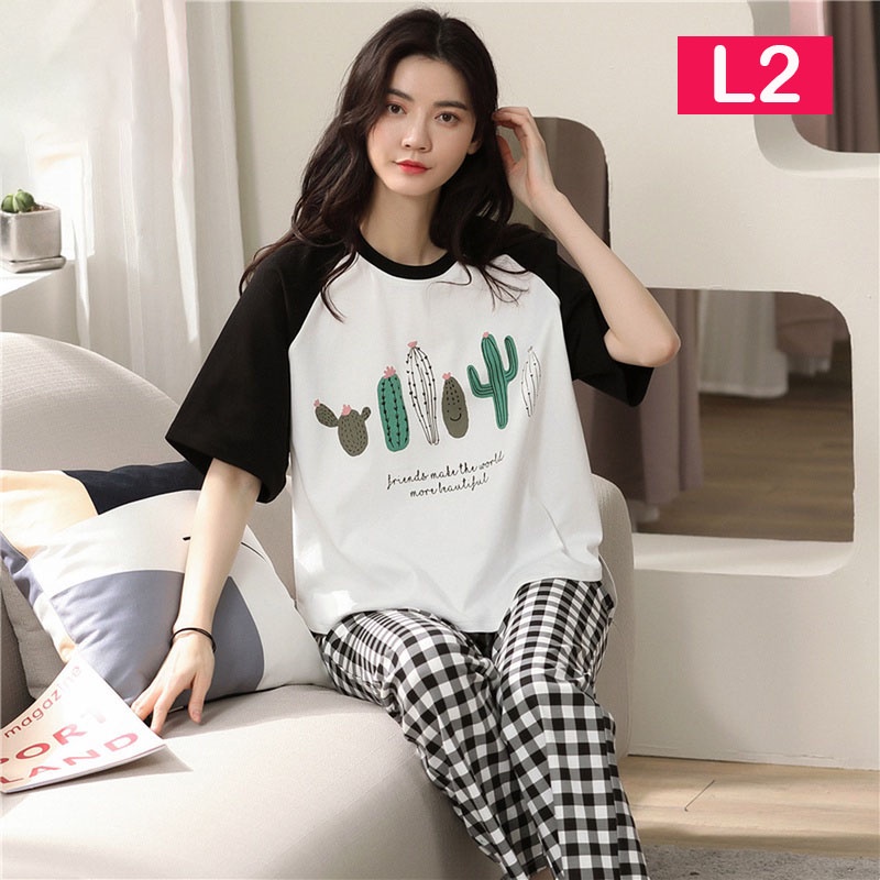 Đồ Bộ Nữ mặc nhà cute,bộ ngủ chất liệu cotton dầy dặn mát mịn (tay ngắn -quần dài)