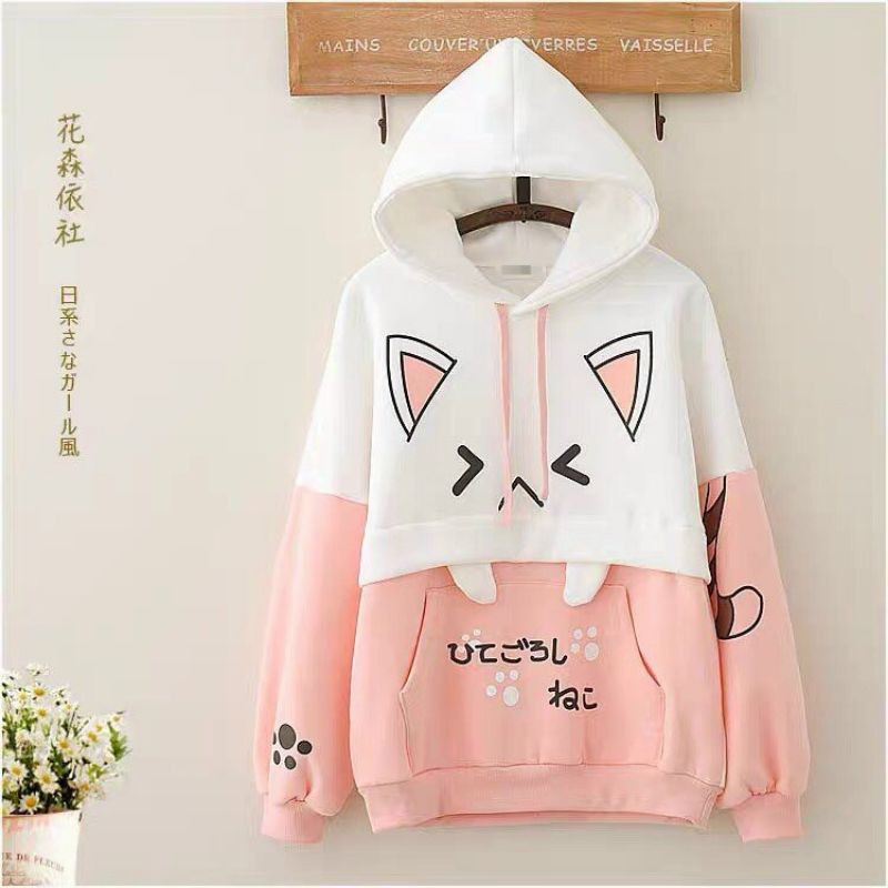 Áo khoác hoodie unisex nam nữ kiểu mèo kute có video ảnh thật | BigBuy360 - bigbuy360.vn