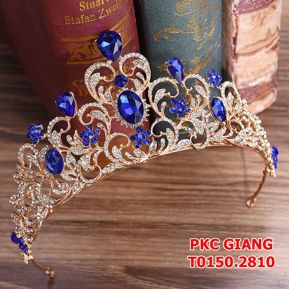 Vương miện cô dâu đính hạt xi mạ màu trắng mẫu mới 2019