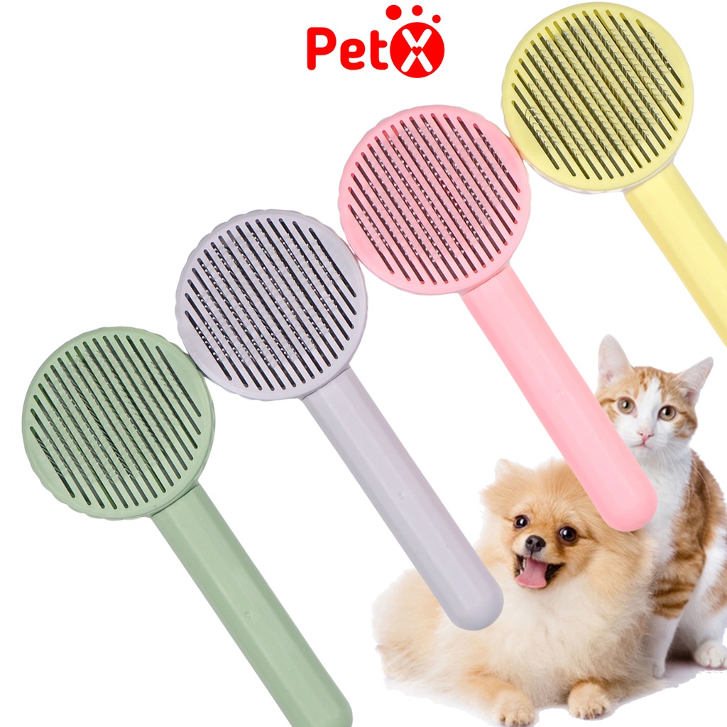 Lược chải lông chó poodle phốc sóc mèo thú cưng giá rẻ có nút bấm Pancake PetX