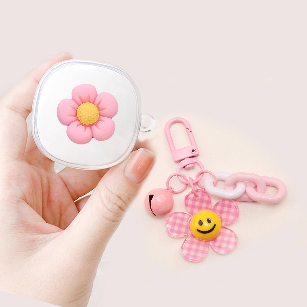 Vỏ Bảo Vệ Hộp Sạc Tai Nghe Bluetooth Baseus WM02 Bằng Silicon Trong Suốt Kèm Móc Khóa Hình Hoa Dễ Thương