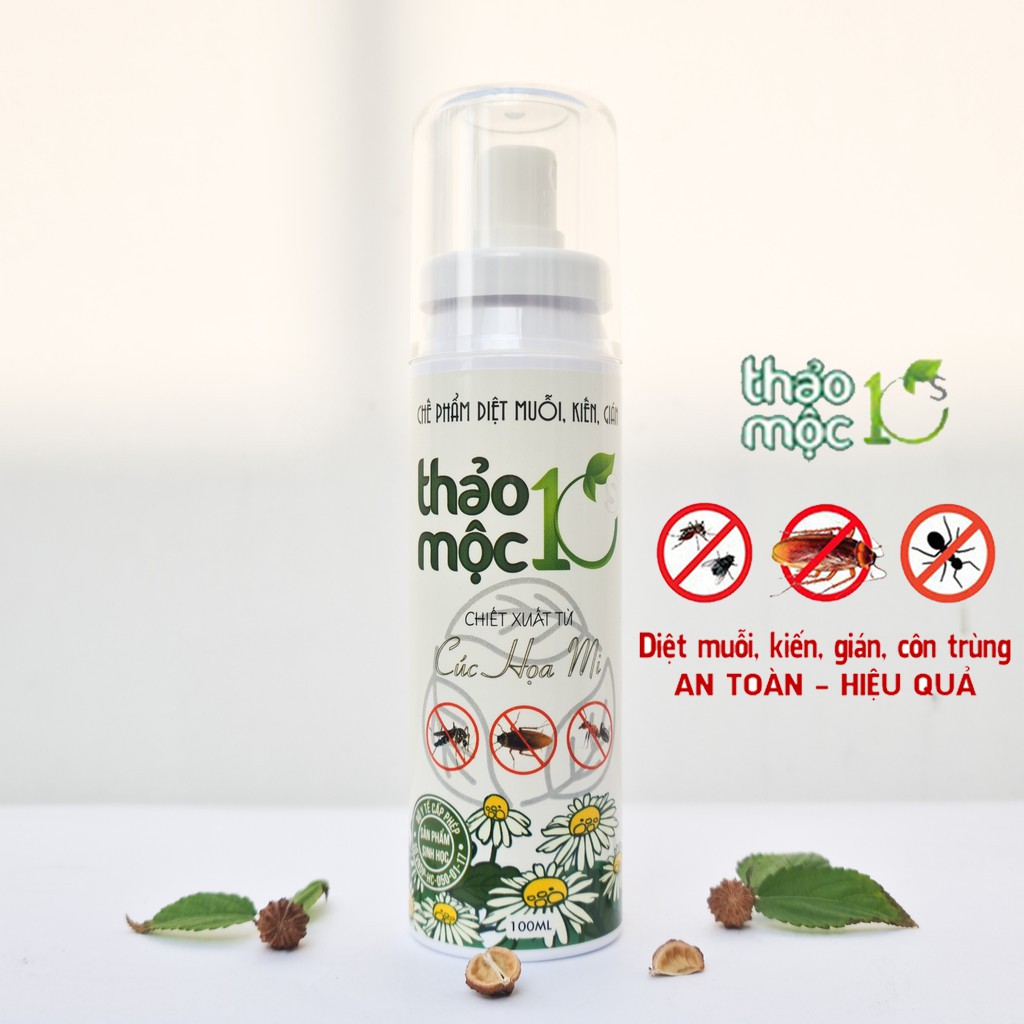 Chai xịt diệt côn trùng muỗi kiến gián mối Thảo Mộc 10s chai 100ml an toàn hiệu quả tiện lợi mang theo bên người