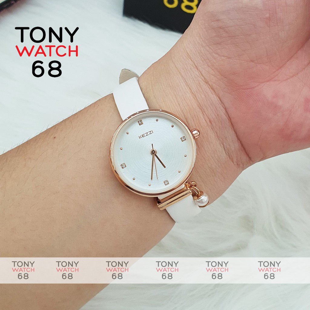 Đồng hồ nữ Kezzi kim rốn dây da chống nước chính hãng Tony Watch 68