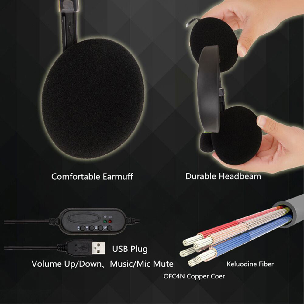 Tai nghe khóa học trực tuyến Super Bass USB Máy tính Tai nghe có micrô | BigBuy360 - bigbuy360.vn
