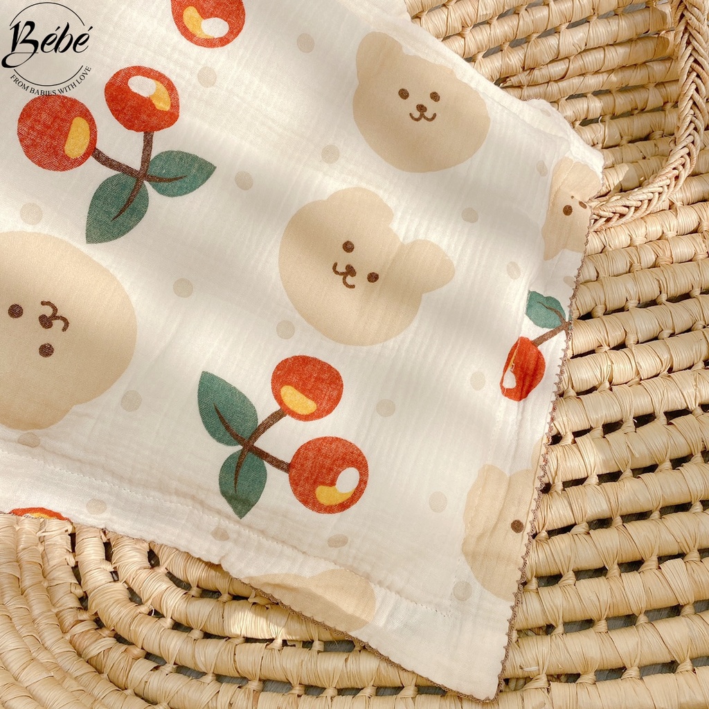 Gối Bông BéBé Chất Xô Muslin Thoáng Mát, Ruột Bông Mềm Mại Êm Ái Cho Bé Trên 6 Tháng