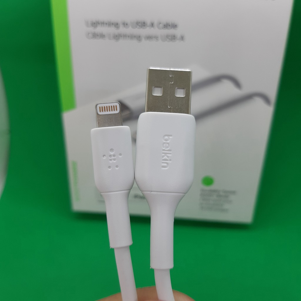 Cáp Sạc Nhanh IPHONE USB - Lightning BELKIN Chính Hãng Của Mỹ, Dài 1m, Màu Trắng, Độ Bền Cao, Bảo Hành 12 Tháng