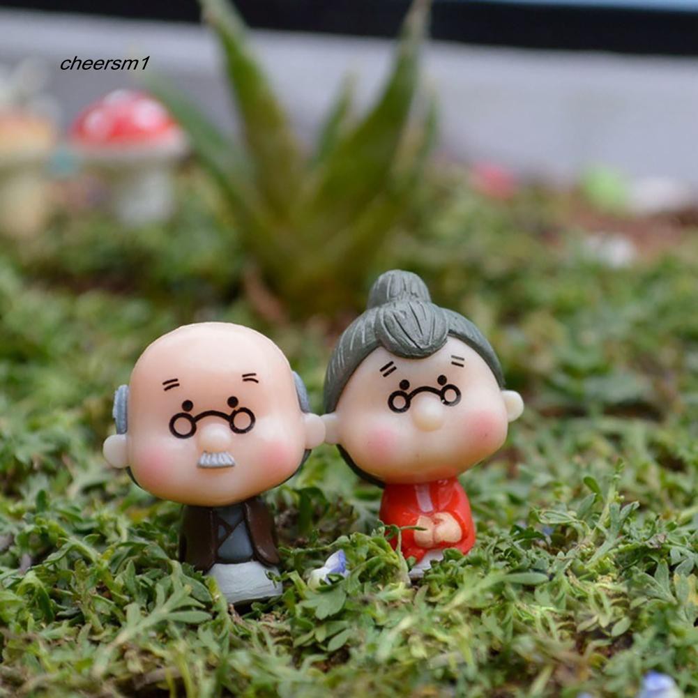 Set 4 búp bê ông bà lớn tuổi làm bằng gỗ cho trang trí sân vườn