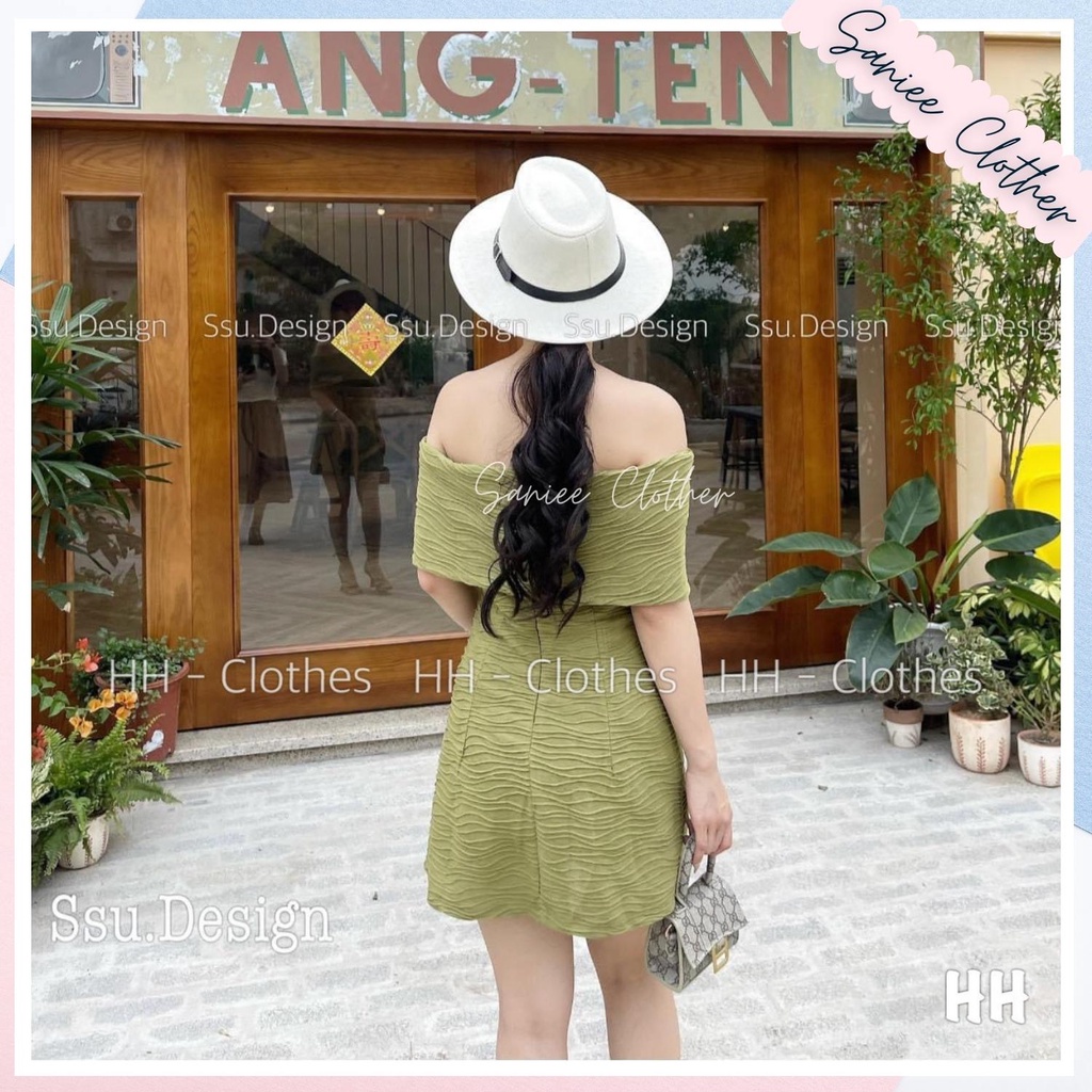 Váy nữ 2 dây trễ vai trơn đầm nữ 2 dây sexy tiểu thư gợn sóng chất đũi nhăn mềm cao cấp Saniee Clother