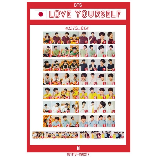 BTS OFFICIAL, MINI PHOTOCARD LY IN JAPAN | MINICARD (8 chiếc /1Set )