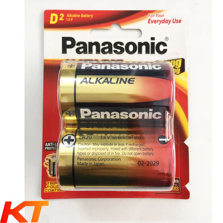 Pin Đại D Panasonic alkaline LR20T/2B - vỉ 2 viên.