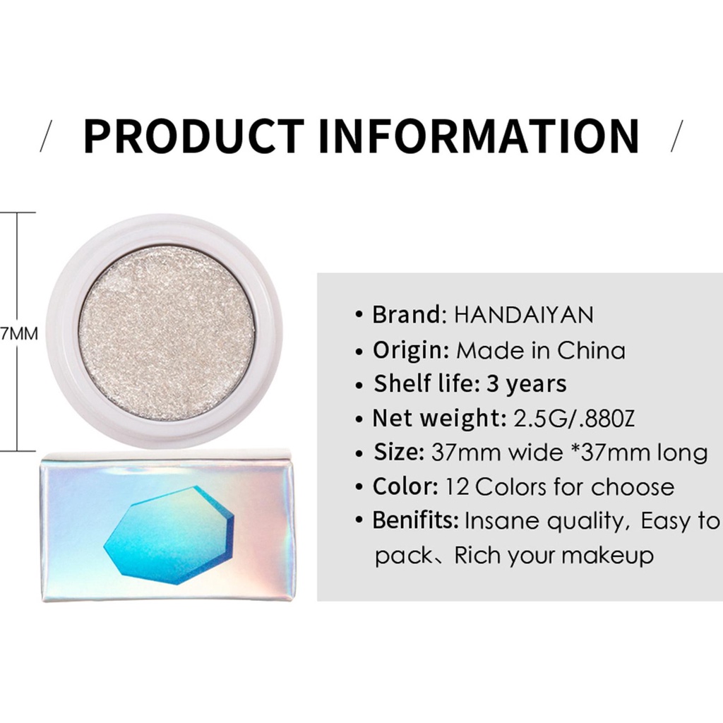 Phấn Mắt BORAG 12 Màu Ánh Kim Lấp Lánh Chống Nhòe