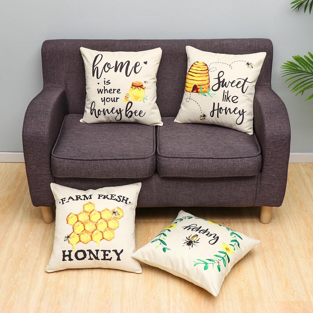 KRNY Áo Gối Kích Thước 18X18 inch Với Họa Tiết Hình Con Ong Dùng Trong Trang Trí Nông Trại