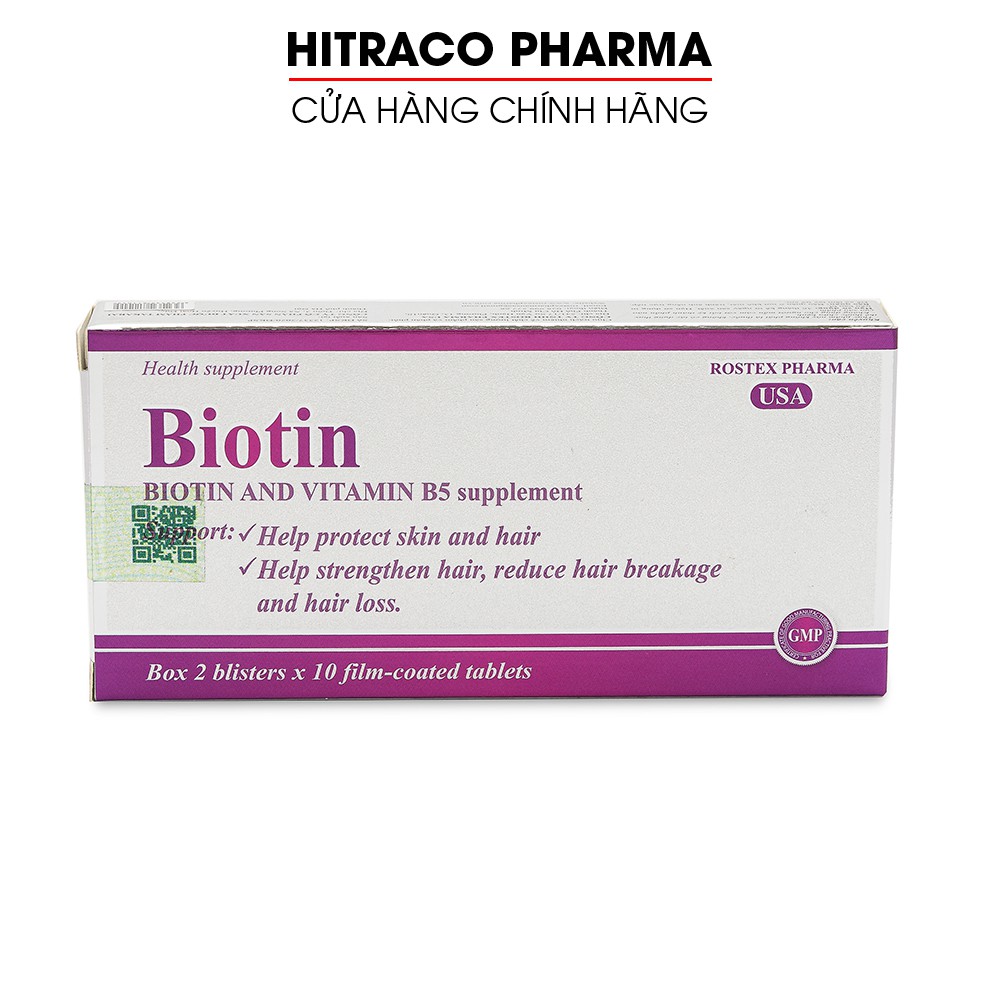 Viên uống bổ sung Biotin, Vitamin B5 giúp tóc chắc khỏe, giảm gãy rụng tóc - Hộp 20 viên | BigBuy360 - bigbuy360.vn