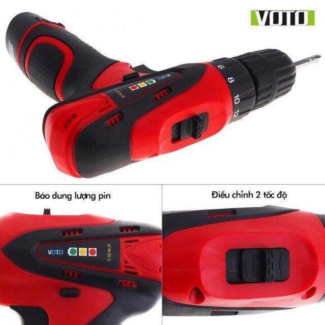 Máy Bắn Vít 12V VOTO,2 Tốc,Hộp Nhựa 1 Pin,