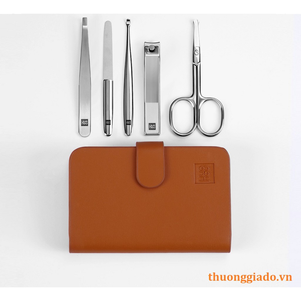 Bộ cắt móng tay Xiaomi Huohou 5 trong 1( kìm bấm móng, kéo cắt làm đẹp, nhíp, dũa móng tay, que lấy ráy tai)