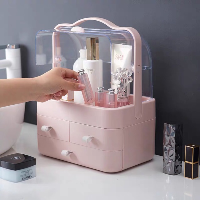 HỘP ĐỰNG MỸ PHẨM QUAI XÁCH CÓ NẮP CHỐNG BỤI