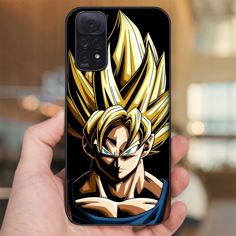 Ốp lưng Xiaomi Redmi Note 11, Note 11s viền đen in hình Goku Dragon Ball