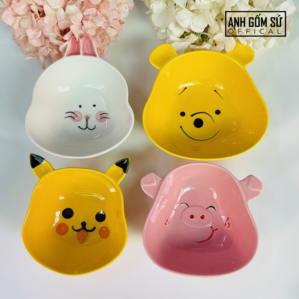 Bộ Bát Sứ Ăn Dặm Cho Bé Kèm Khay, Tặng Kèm Thìa Dụng Cụ Ăn Dặm Màu Sắc Siêu Dễ Thương