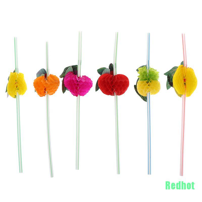 Set 50 ống hút trái cây 3D trang trí cocktail