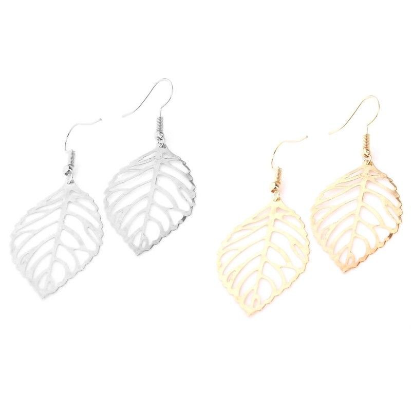 Cặp bông tai hình chiếc lá bằng hợp kim thời trang nữ