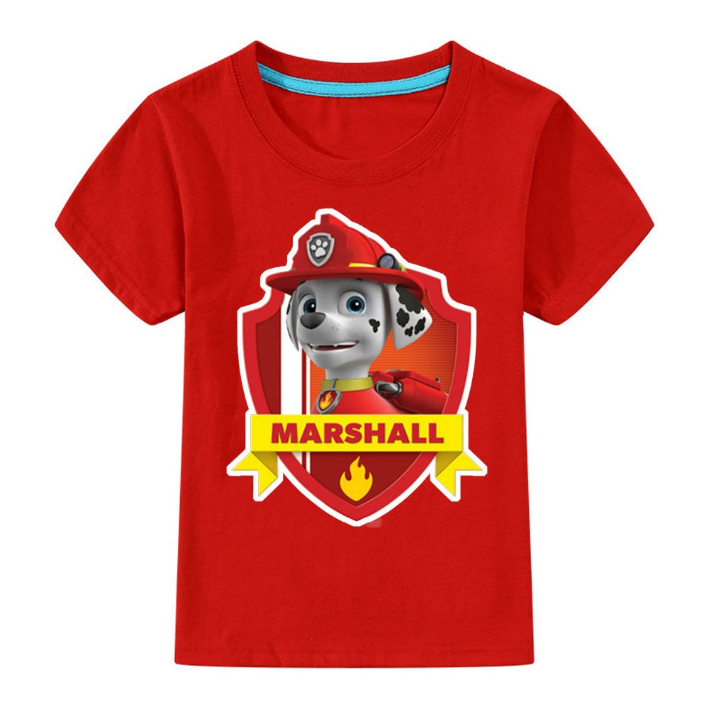 Paw Patrol Áo Thun 100% Cotton Tay Ngắn In Hình Chú Chó Cứu Hộ Đáng Yêu Thời Trang Mùa Hè Cho Bé