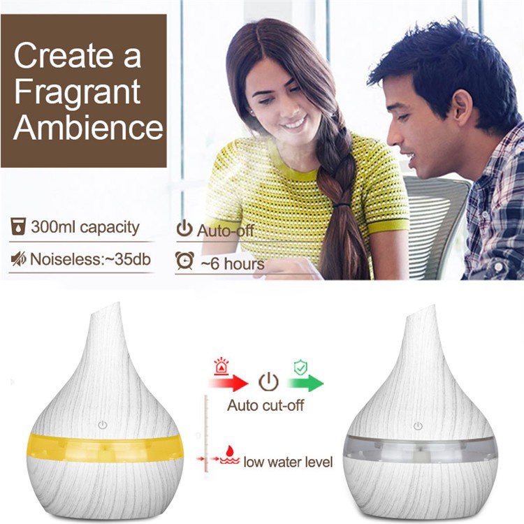 Thiết Bị Khuếch Tán Tinh Dầu Thơm 300ml 7 Màu Mini Tiện Dụng