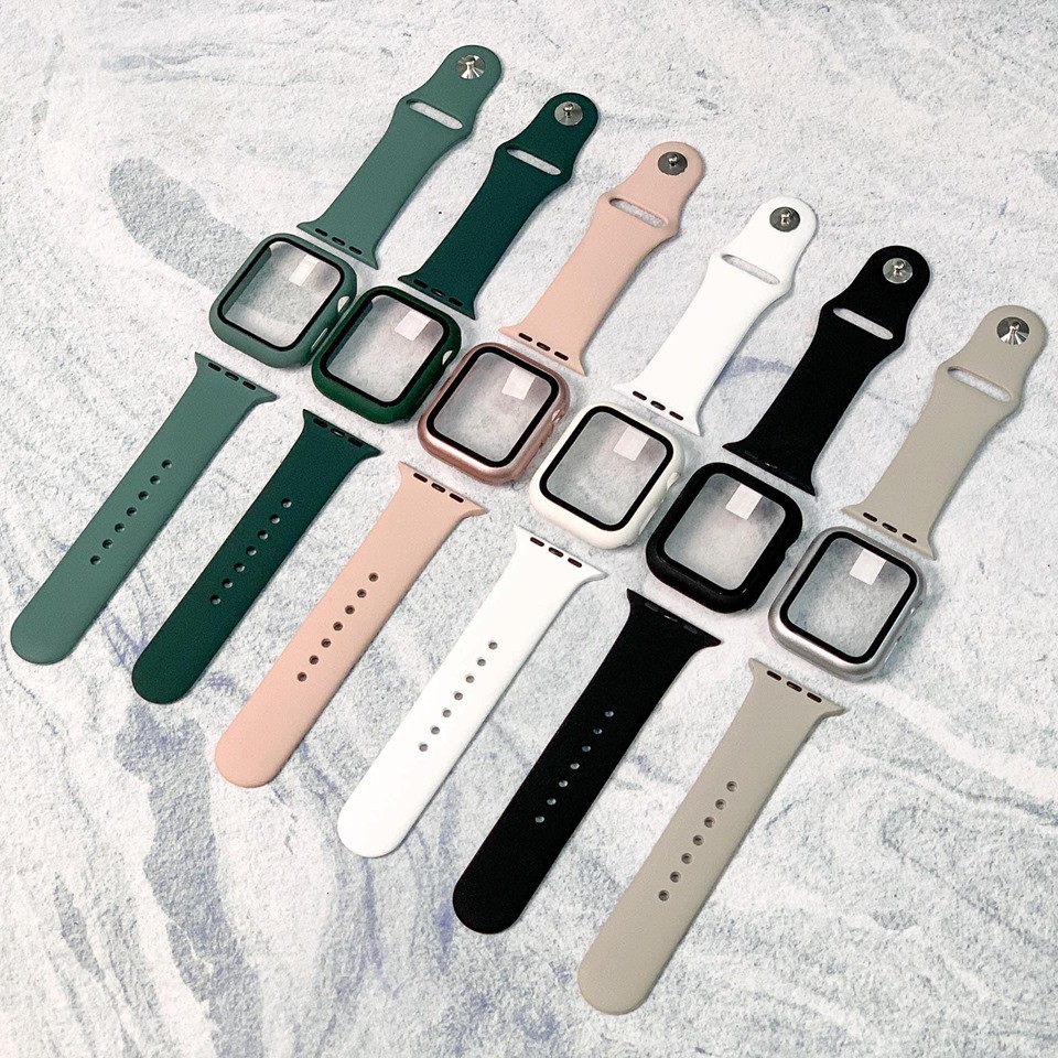 Combo dây cao su và ốp viền full mặt dành cho Apple Watch