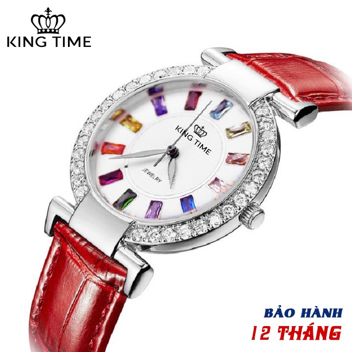Đồng hồ nữ KING TIME Đính Đá Ruby Cầu Vòng, Mặt to nổi bật, Chống nước sinh hoạt | BigBuy360 - bigbuy360.vn