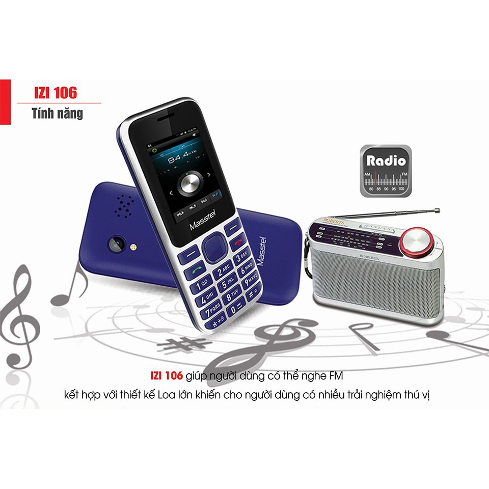 { Giá gốc }Điện thoại Masstel IZI 106 2 SIM (Đen)