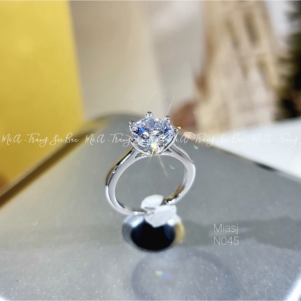 Nhẫn bạc Ý 925 nữ MiASJ N045 6 chấu nạm đá xoàng cao cấp